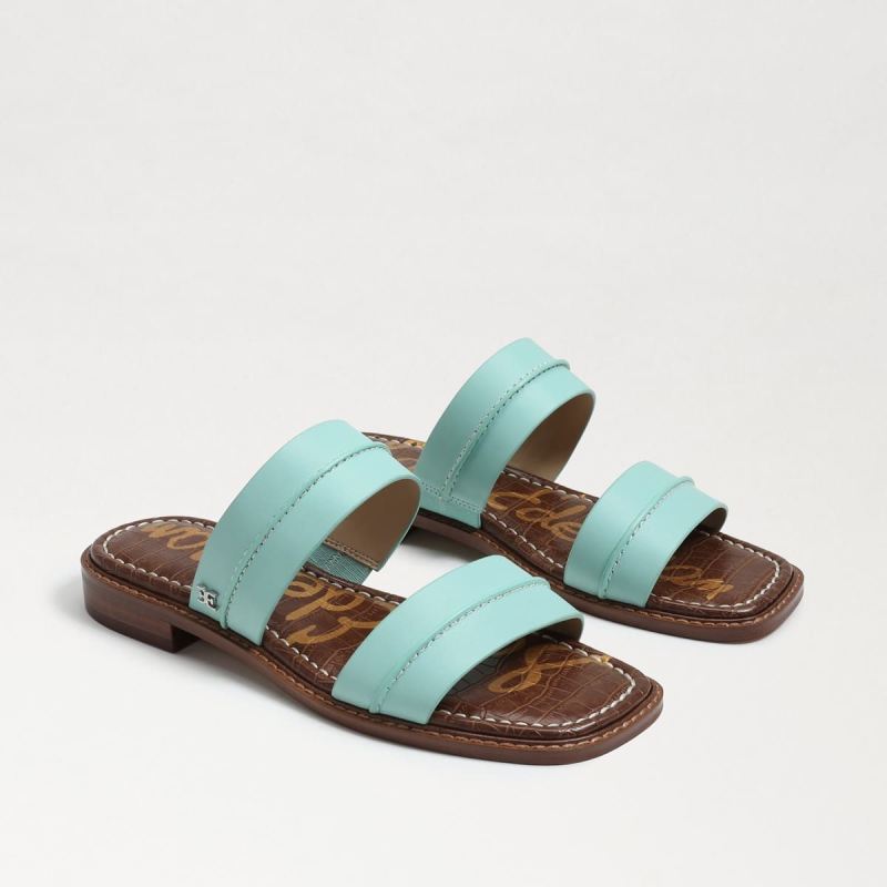 Sam Edelman Haydee Stitch Slide Sandal-Rio Blue Leather Sam Edelman Haydee Stitch Slide Sandal-Rio Blue Leather