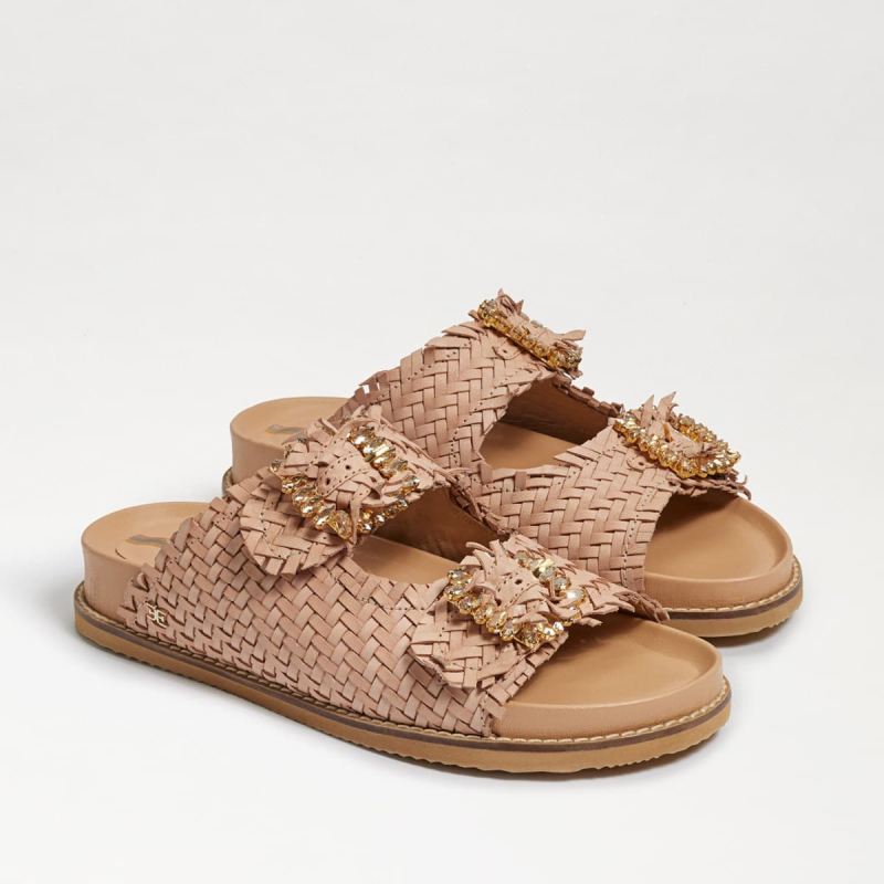 Sam Edelman Oaklyn Embezzled Slide Sandal-Natural/Beige - Click Image to Close