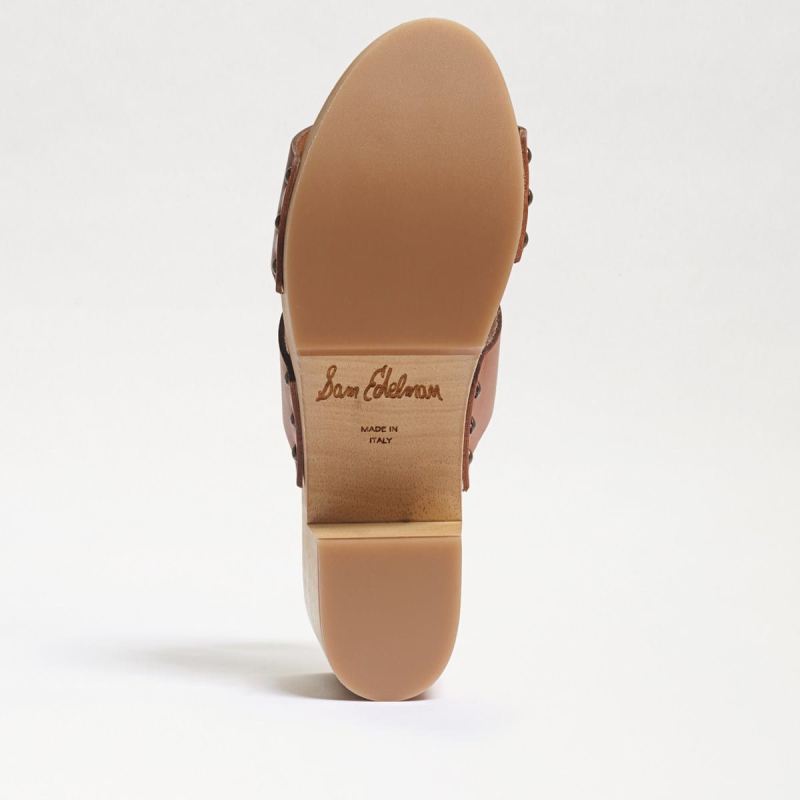Sam Edelman Brandy Mule Heeled Sandal-Dark Brown Leather