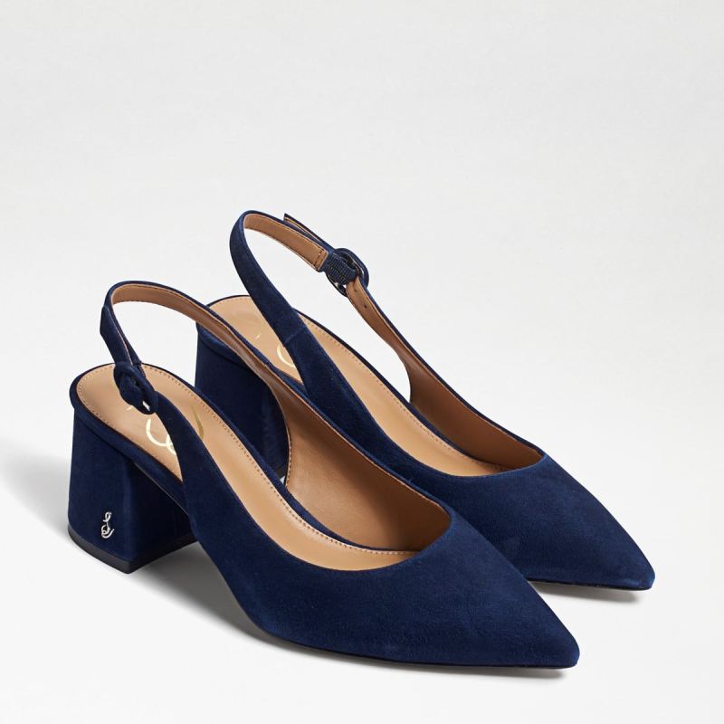 Sam Edelman Petra Pointed Toe Slingback-Baltic Navy Suede - Click Image to Close