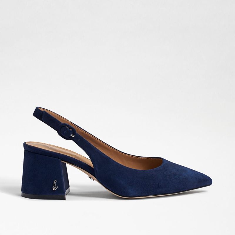 Sam Edelman Petra Pointed Toe Slingback-Baltic Navy Suede