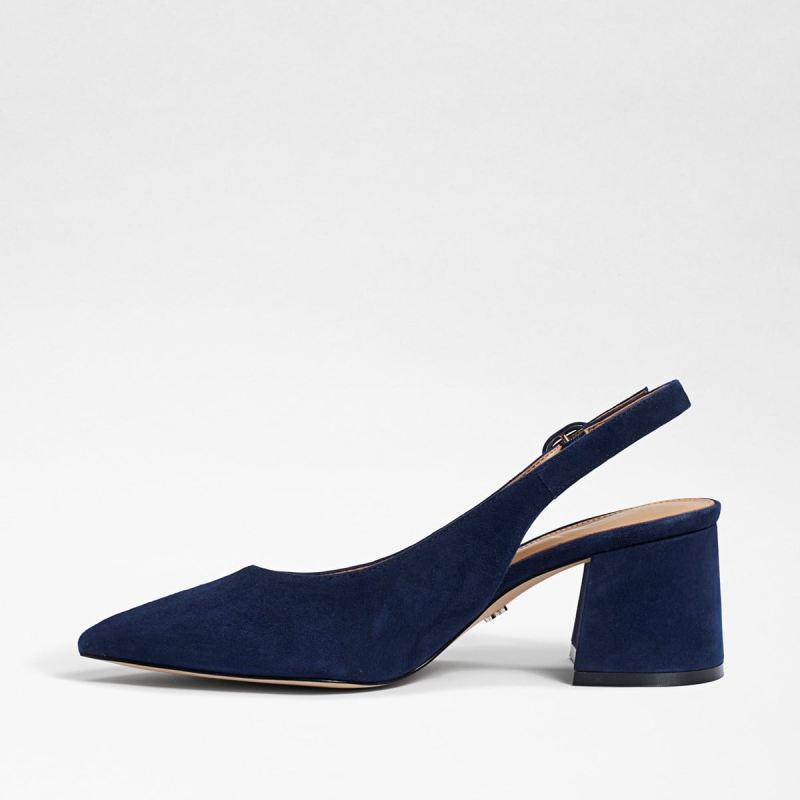 Sam Edelman Petra Pointed Toe Slingback-Baltic Navy Suede