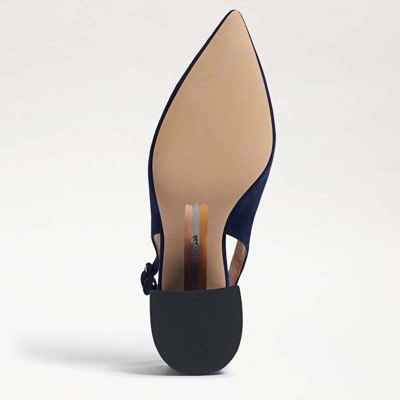 Sam Edelman Petra Pointed Toe Slingback-Baltic Navy Suede