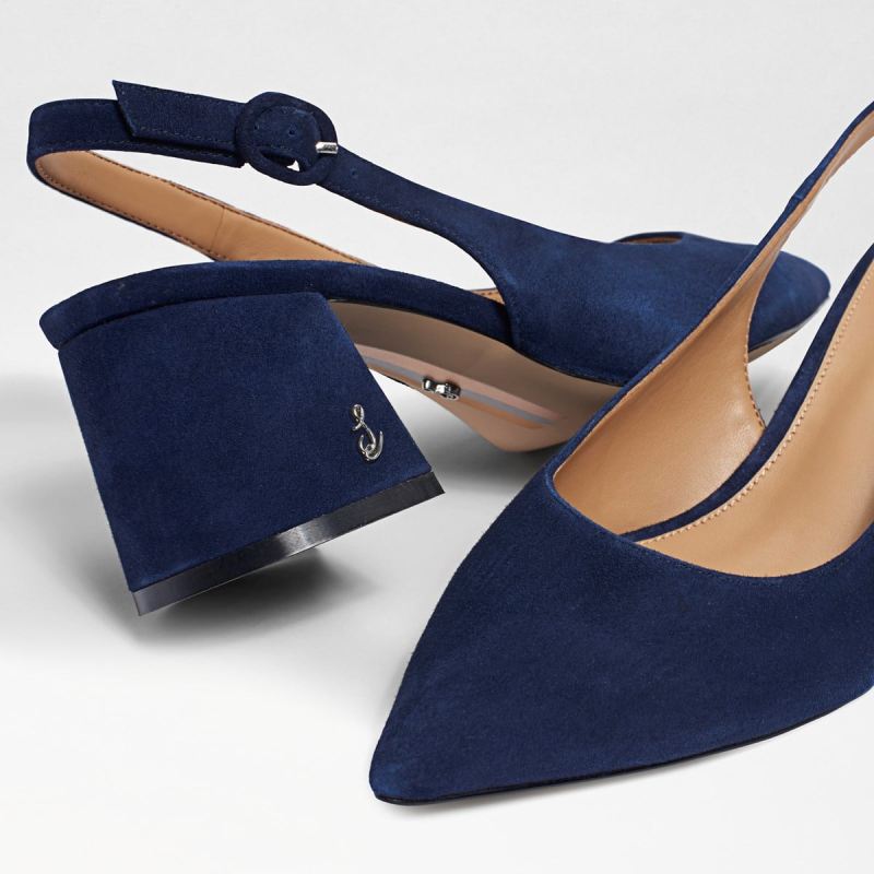 Sam Edelman Petra Pointed Toe Slingback-Baltic Navy Suede