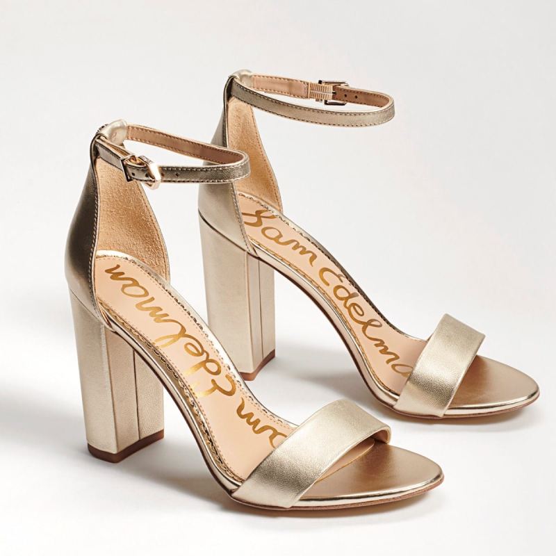 Sam Edelman Yaro Block Heel Sandal-Light Gold Leather