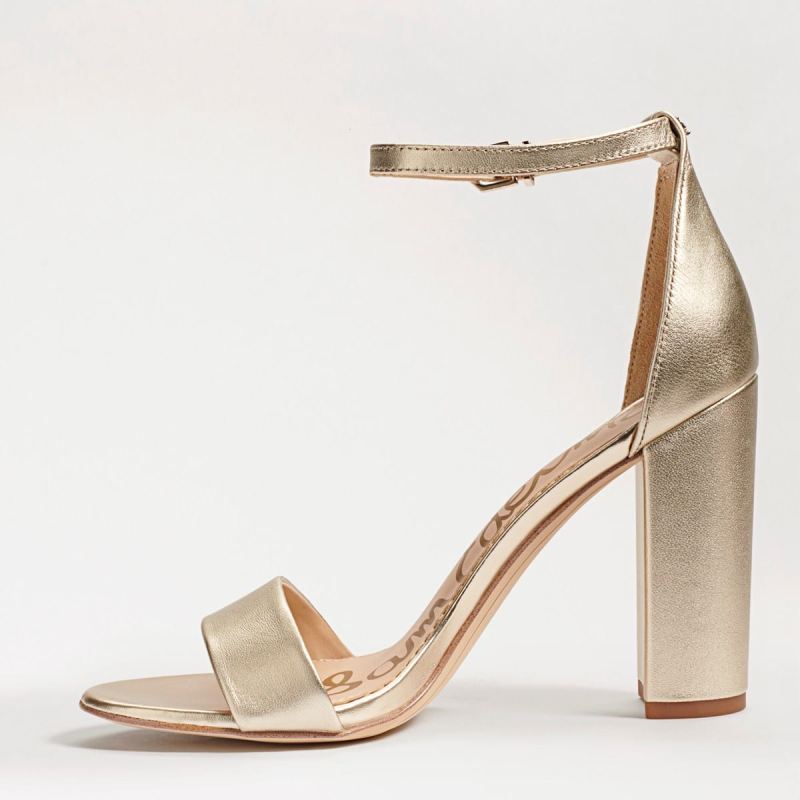 Sam Edelman Yaro Block Heel Sandal-Light Gold Leather