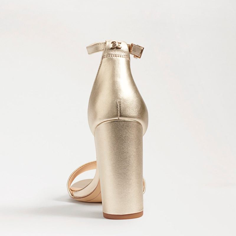 Sam Edelman Yaro Block Heel Sandal-Light Gold Leather