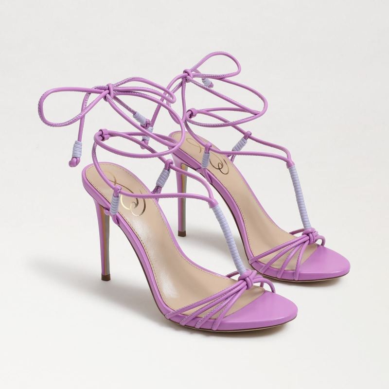 Sam Edelman Safiya Lace Up Stiletto Heel-Violet/Lilac Leather