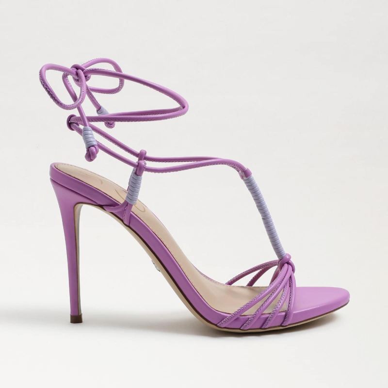 Sam Edelman Safiya Lace Up Stiletto Heel-Violet/Lilac Leather