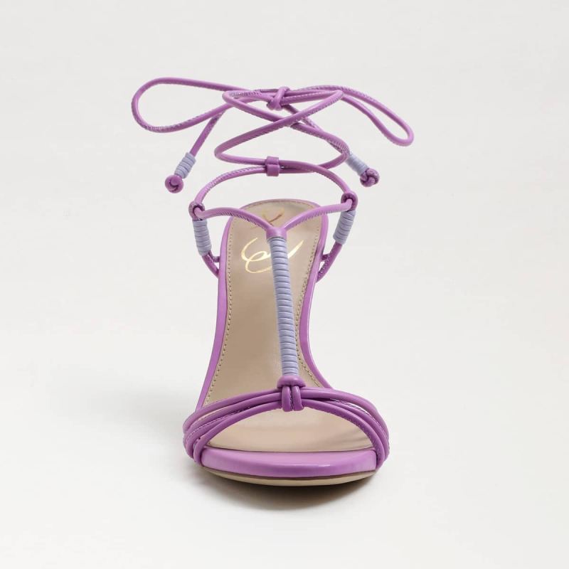 Sam Edelman Safiya Lace Up Stiletto Heel-Violet/Lilac Leather