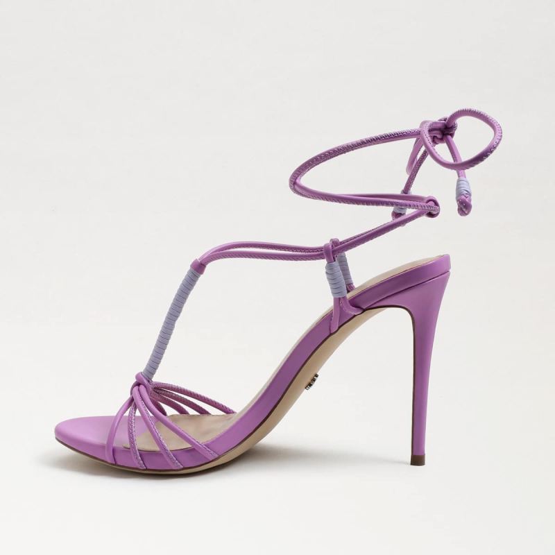 Sam Edelman Safiya Lace Up Stiletto Heel-Violet/Lilac Leather