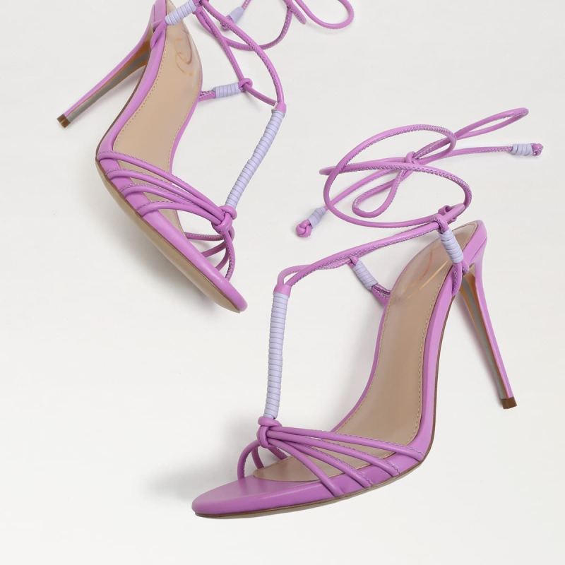 Sam Edelman Safiya Lace Up Stiletto Heel-Violet/Lilac Leather