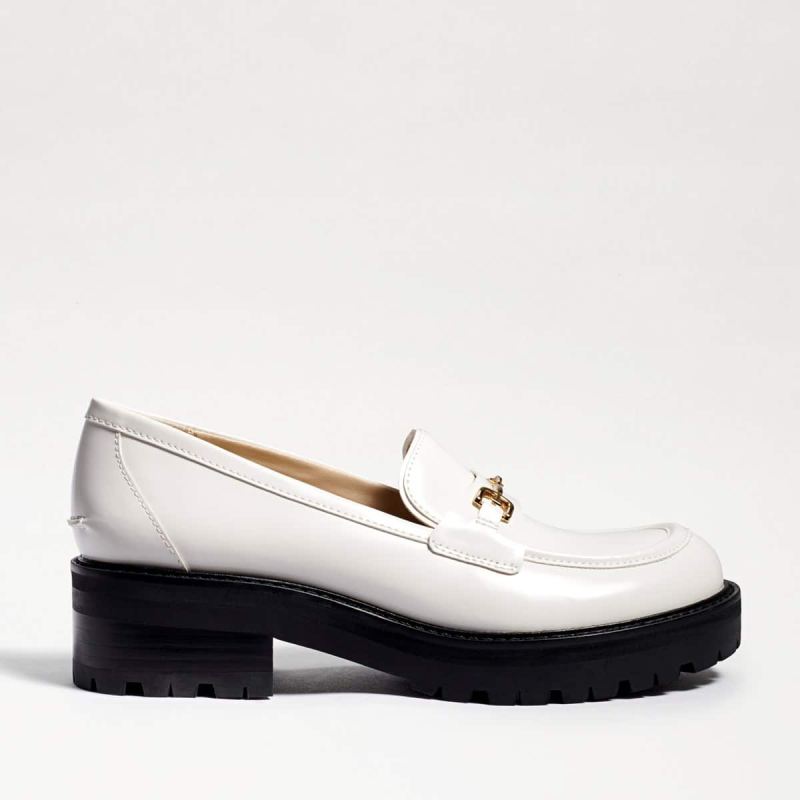 Sam Edelman Tully Lug Sole Loafer-Bright White Box Leather