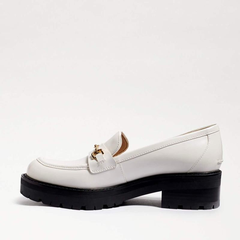 Sam Edelman Tully Lug Sole Loafer-Bright White Box Leather