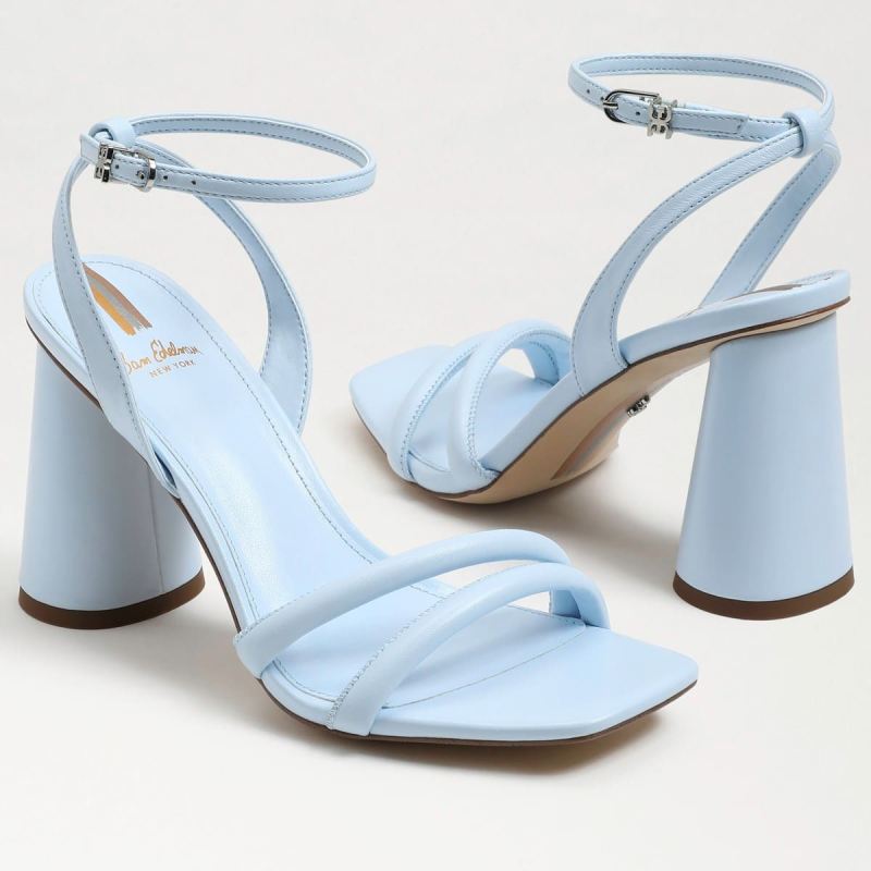 Sam Edelman Kia Block Heel Sandal-Riviera Blue Leather