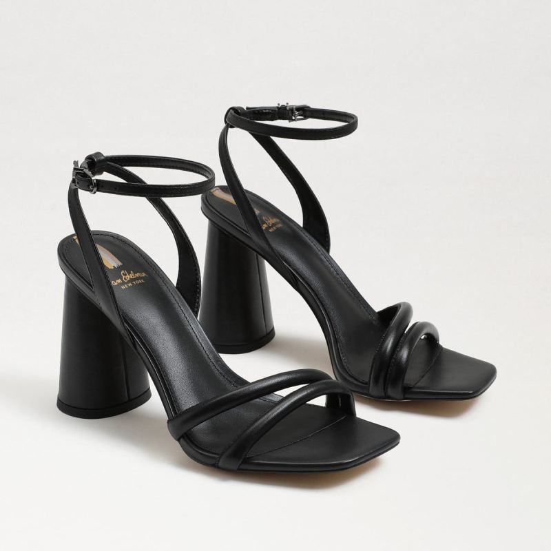 Sam Edelman Kia Block Heel Sandal-Black Leather - Click Image to Close