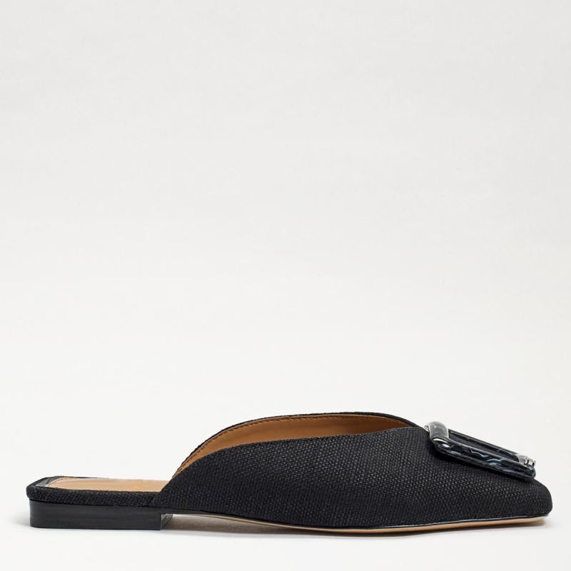 Sam Edelman Lavina Buckle Mule-Black Linen