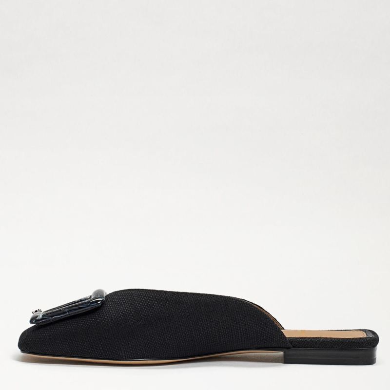 Sam Edelman Lavina Buckle Mule-Black Linen