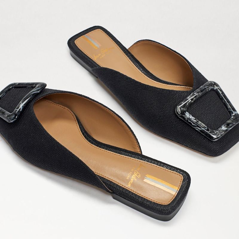 Sam Edelman Lavina Buckle Mule-Black Linen