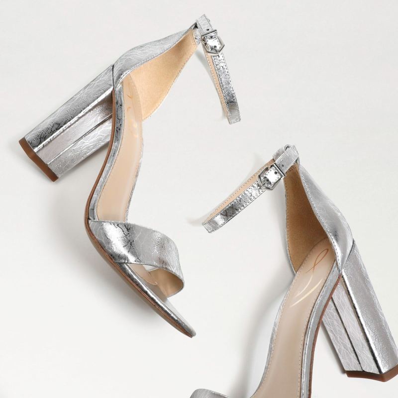 Sam Edelman Yaro Block Heel Sandal-Soft Silver Leather