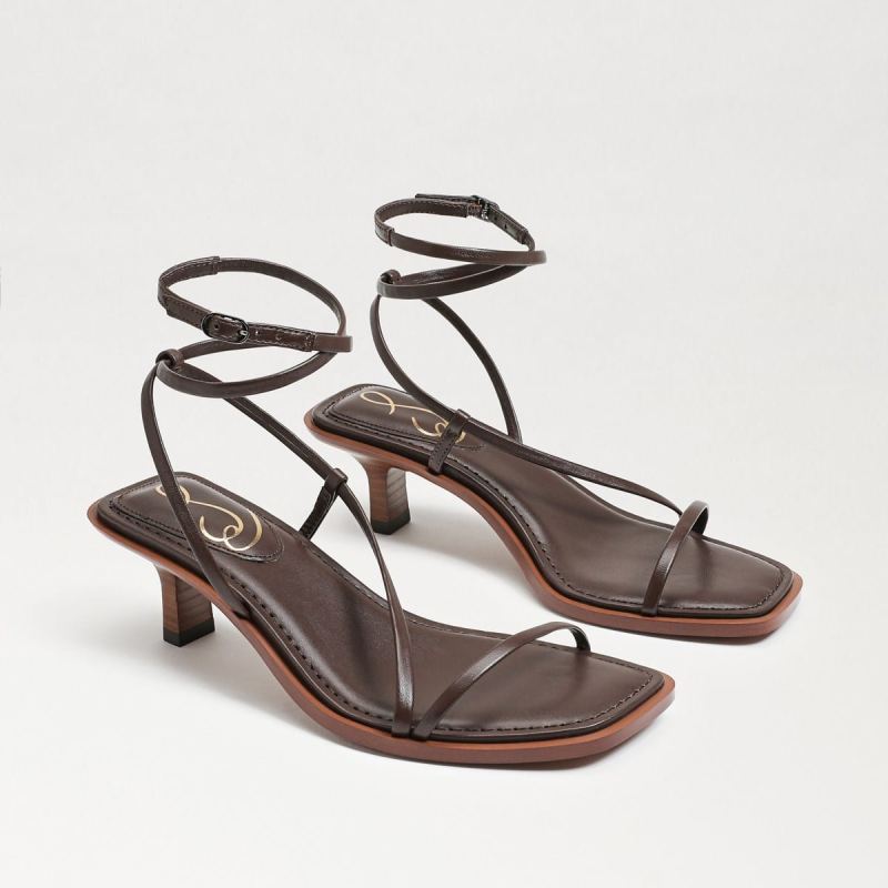 Sam Edelman Dominique Strappy Heel-Dark Chocolate Leather