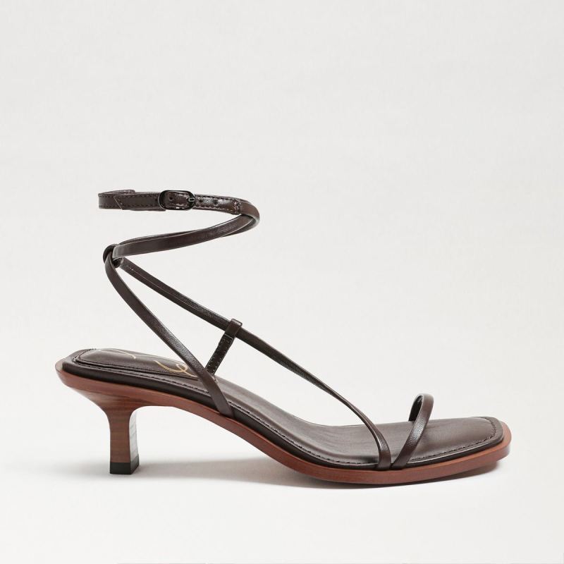 Sam Edelman Dominique Strappy Heel-Dark Chocolate Leather