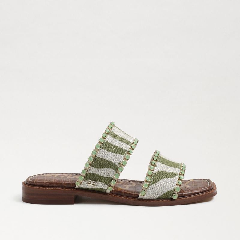 Sam Edelman Hopie Slide Sandal-Fern/Natural Zebra Linen