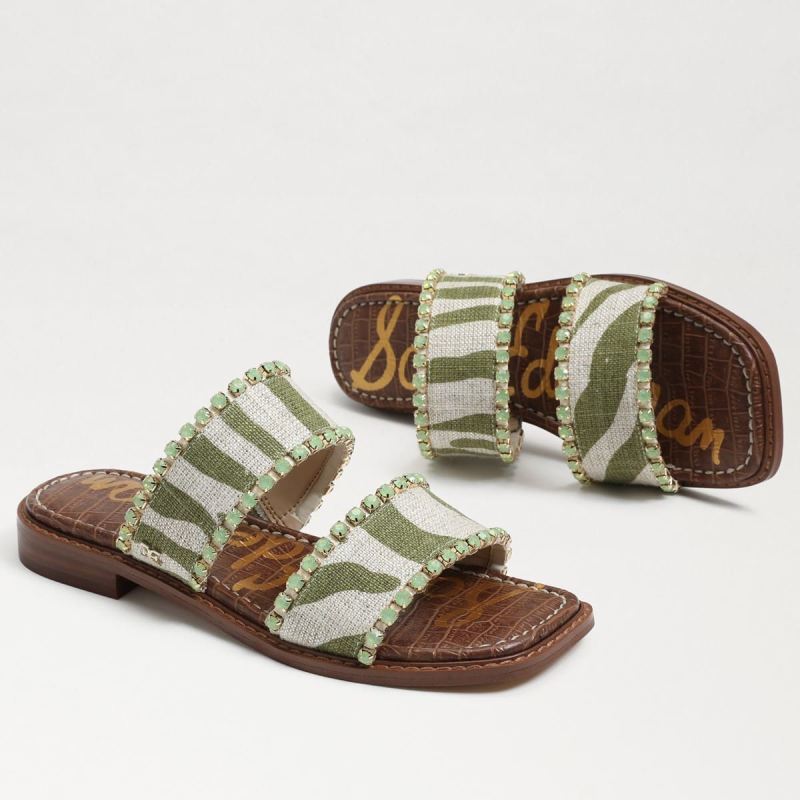 Sam Edelman Hopie Slide Sandal-Fern/Natural Zebra Linen