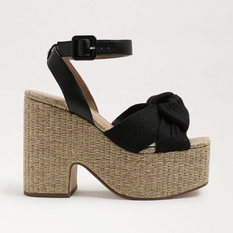 Sam Edelman Theresa Platform Block Heel-Black Linen