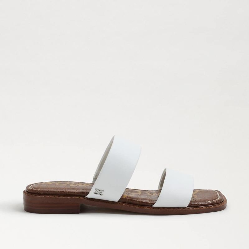 Sam Edelman Haydee Stitch Slide Sandal-White Leather