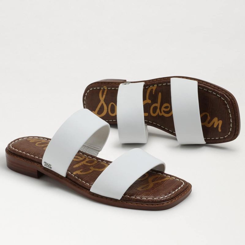 Sam Edelman Haydee Stitch Slide Sandal-White Leather
