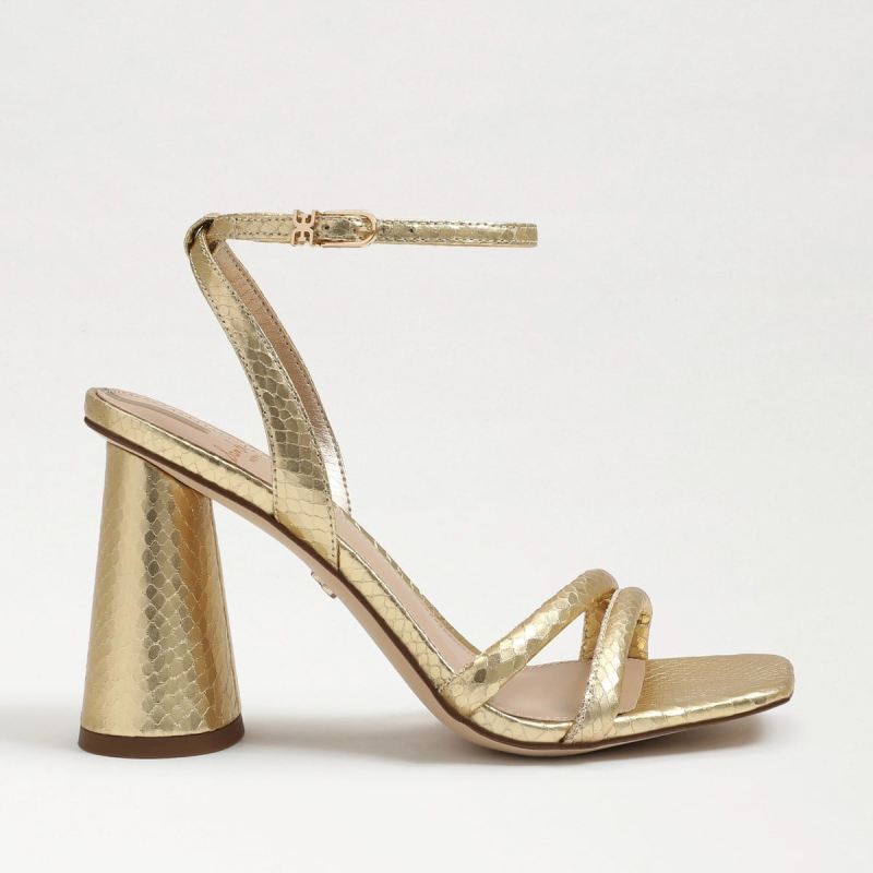 Sam Edelman Kia Block Heel Sandal-Gold Boa Leather