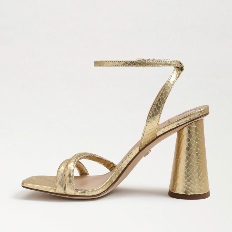 Sam Edelman Kia Block Heel Sandal-Gold Boa Leather