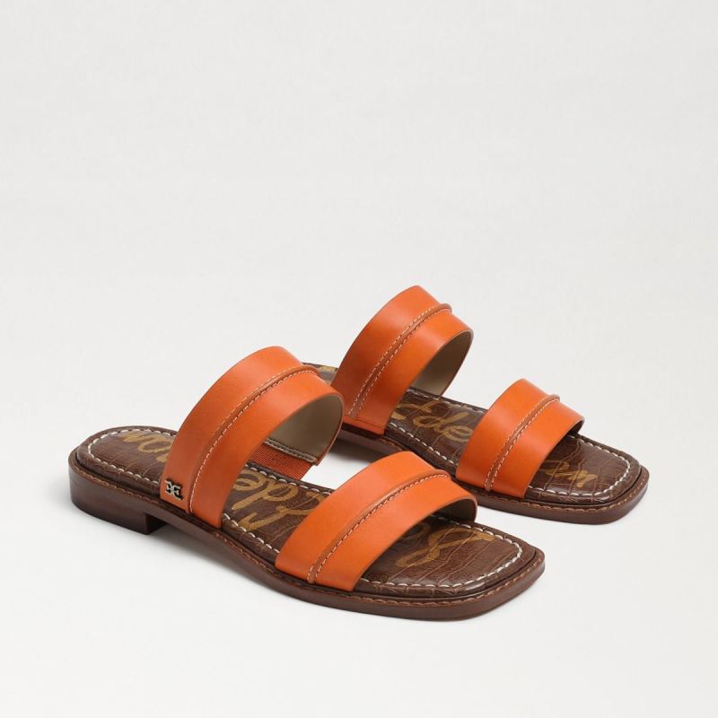 Sam Edelman Haydee Stitch Slide Sandal-Classic Orange Leather Sam Edelman Haydee Stitch Slide Sandal-Classic Orange Leather