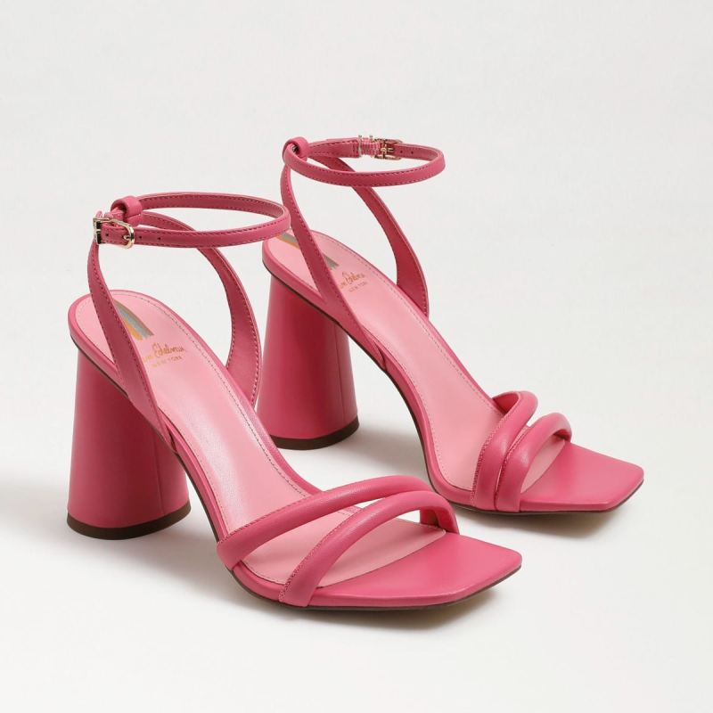 Sam Edelman Kia Block Heel Sandal-Carmine Rose Leather