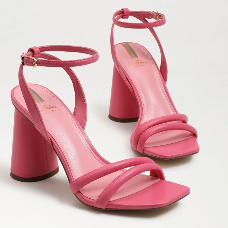 Sam Edelman Kia Block Heel Sandal-Carmine Rose Leather