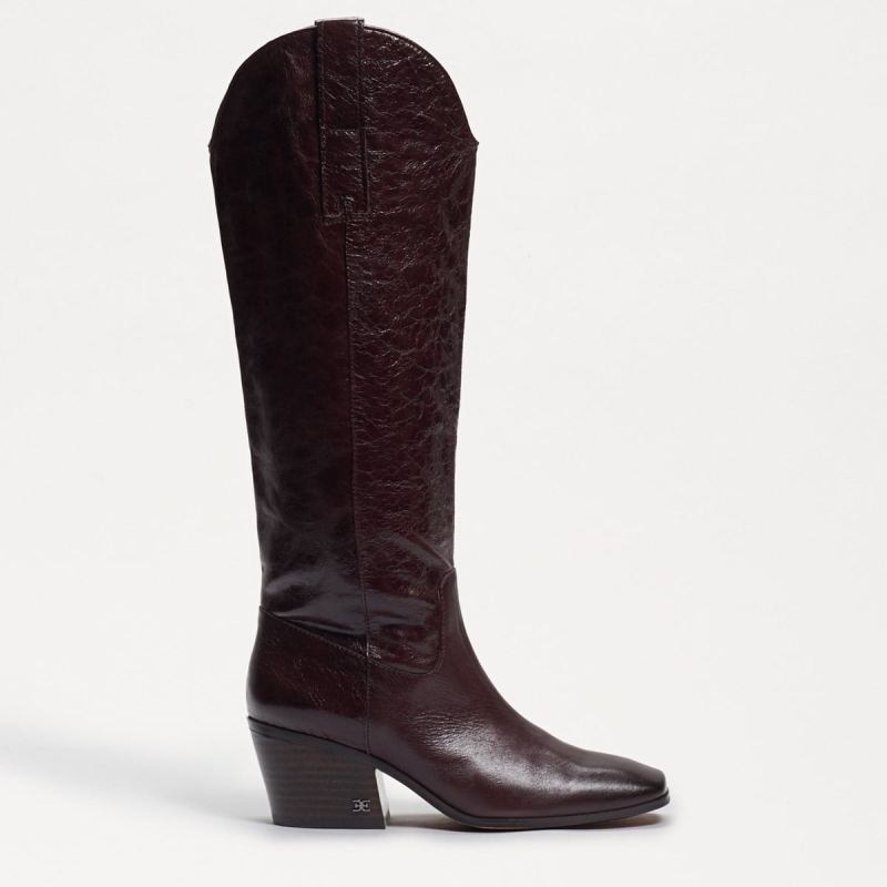 Sam Edelman Britten Western Boot-Mulled Wine Crinkled Leather