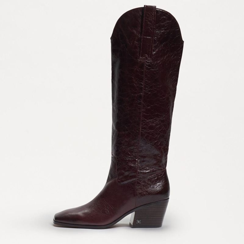 Sam Edelman Britten Western Boot-Mulled Wine Crinkled Leather