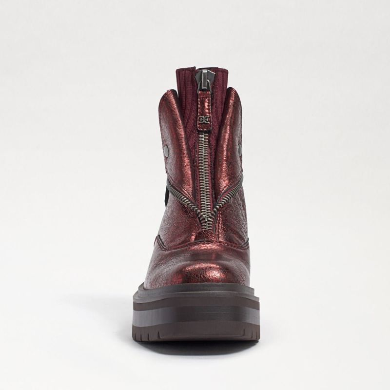 Sam Edelman Linds Zipper Chelsea Boot-Bordeaux Distressed Leathe