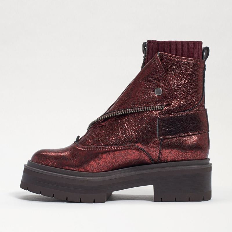 Sam Edelman Linds Zipper Chelsea Boot-Bordeaux Distressed Leathe