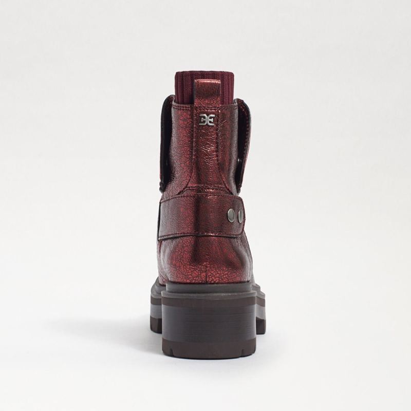Sam Edelman Linds Zipper Chelsea Boot-Bordeaux Distressed Leathe