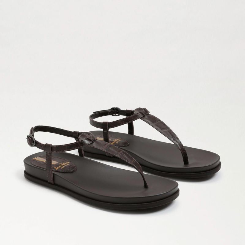 Sam Edelman Naomi Thong Sandal-Dark Mahogany Croc Sam Edelman Naomi Thong Sandal-Dark Mahogany Croc