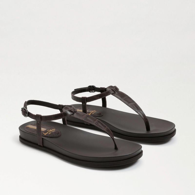 Sam Edelman Naomi Thong Sandal-Dark Mahogany Croc