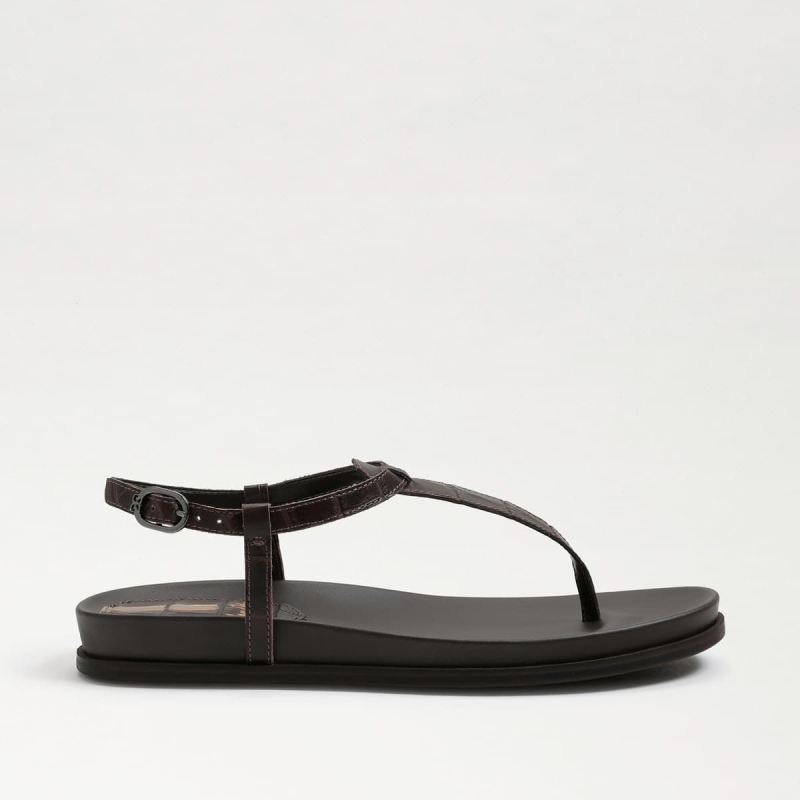 Sam Edelman Naomi Thong Sandal-Dark Mahogany Croc