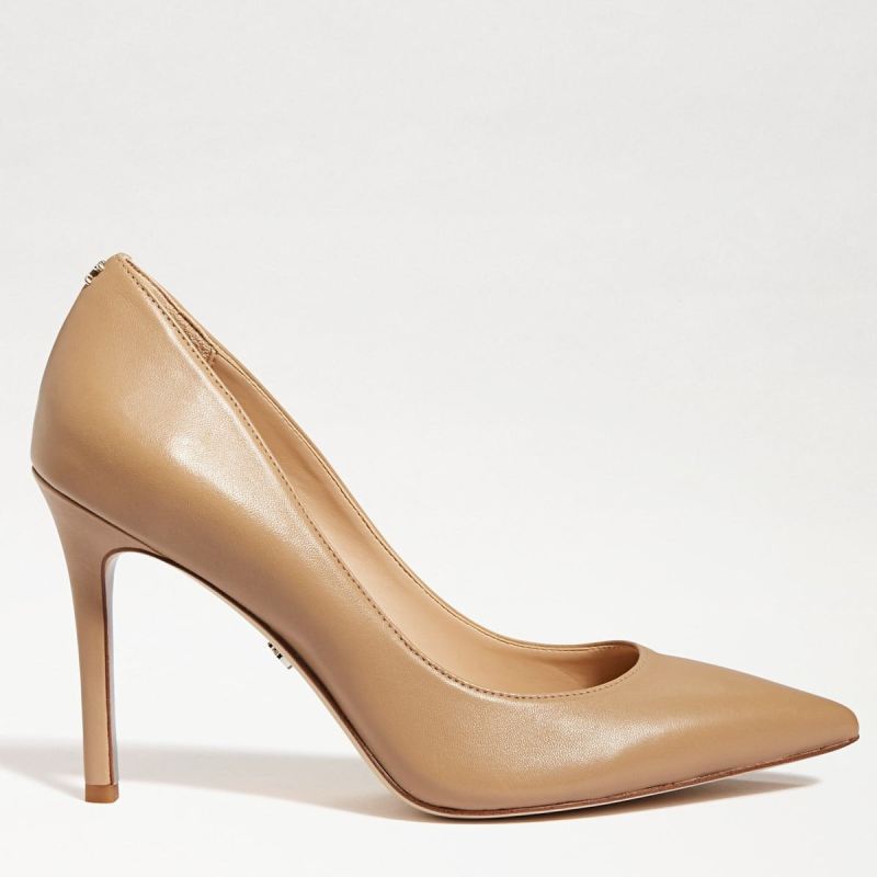 Sam Edelman Hazel Pointed Toe Heel-Soft Beige Leather