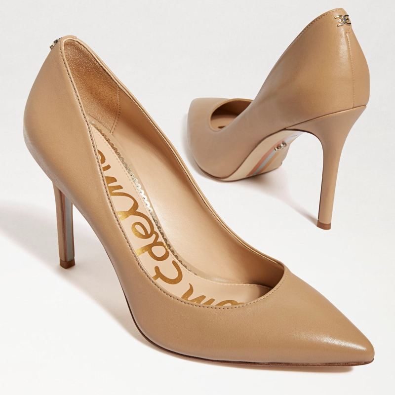 Sam Edelman Hazel Pointed Toe Heel-Soft Beige Leather