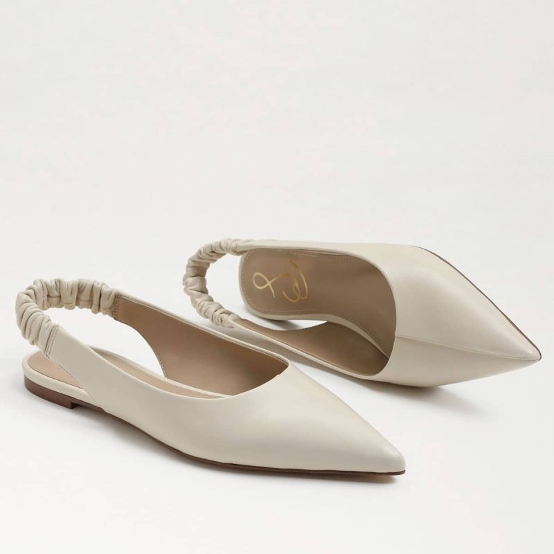 Sam Edelman Whitney Pointed Toe Slingback Flat-Modern Ivory Leat