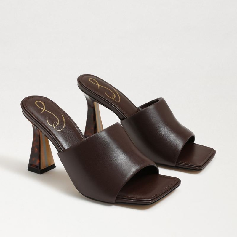 Sam Edelman Carmen Mule Heel Sandal-Dark Chocolate Leather - Click Image to Close