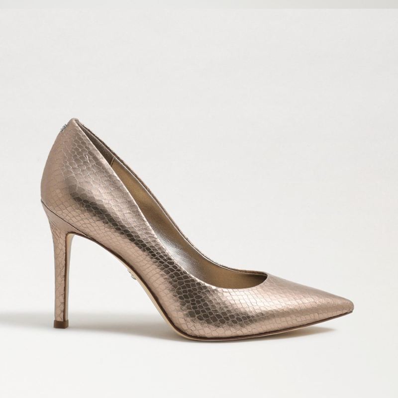 Sam Edelman Hazel Pointed Toe Heel-Pewter Boa Metallic