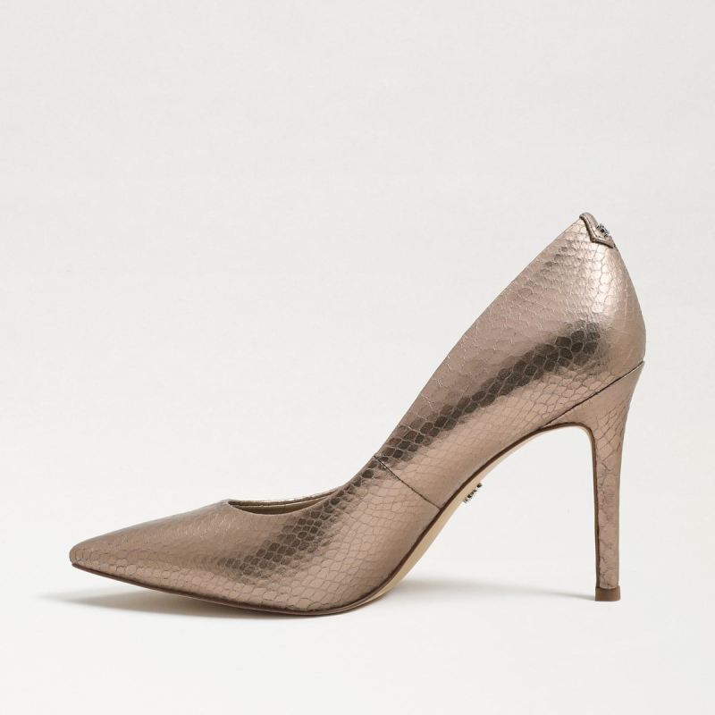 Sam Edelman Hazel Pointed Toe Heel-Pewter Boa Metallic